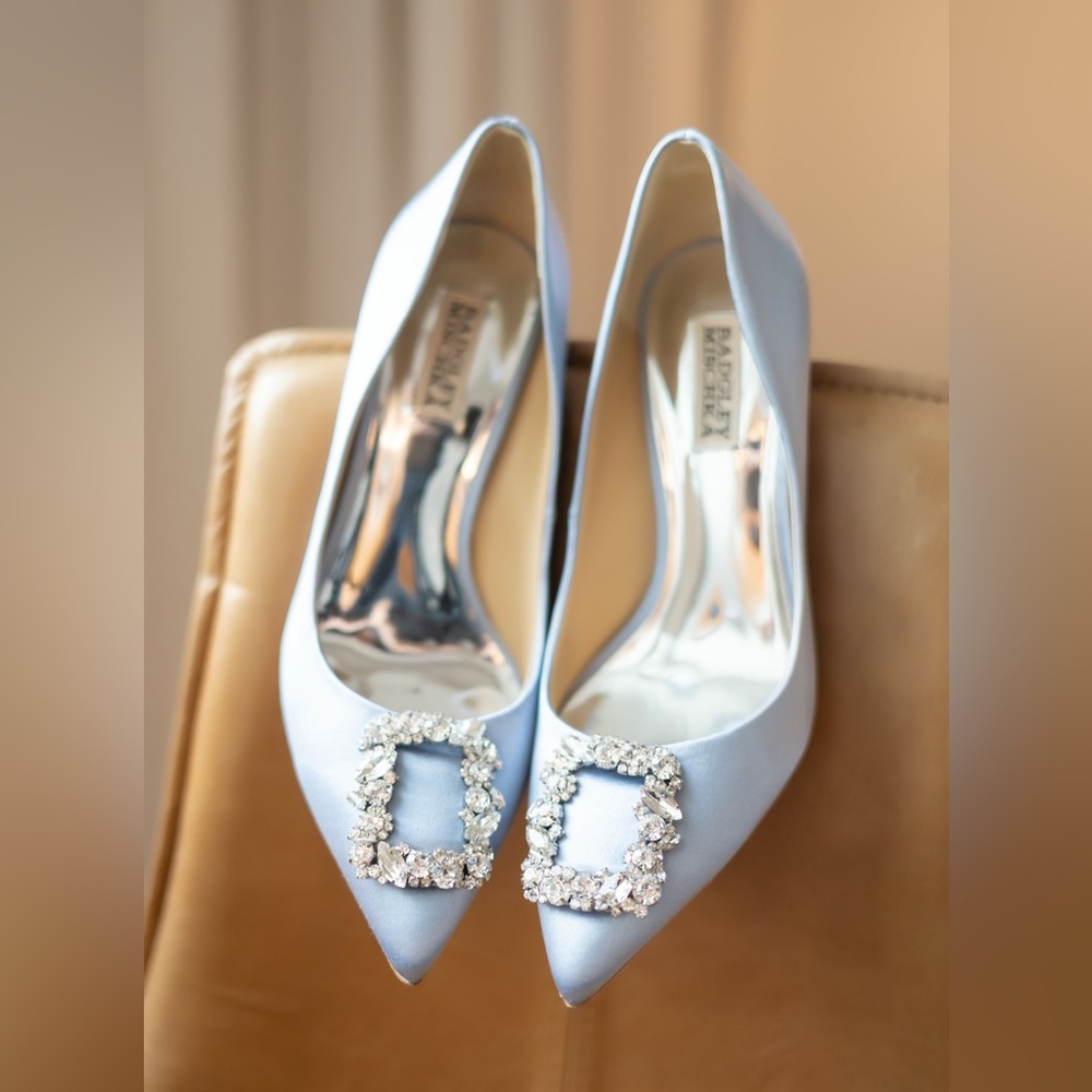 Badgley Mischka Cher Crystal Embellished Pump (Women) Azure Blue Size 9